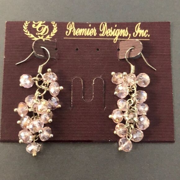 Premier Designs silver-tone & PINK PETAL EARRINGS - Picture 1 of 1
